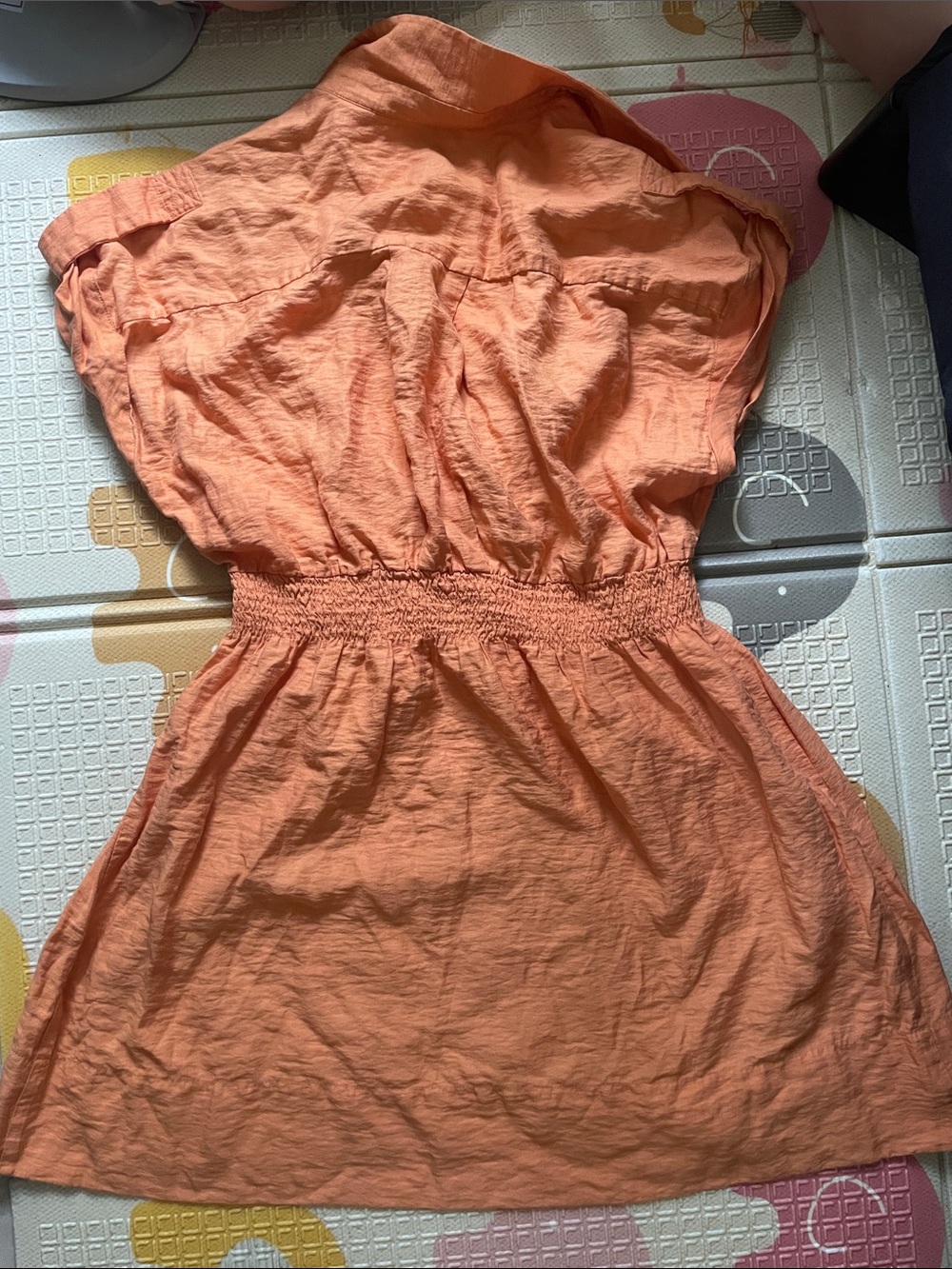 Sandro- Button-Front Orange Short Sleeve Dress - Picture 2 of 4